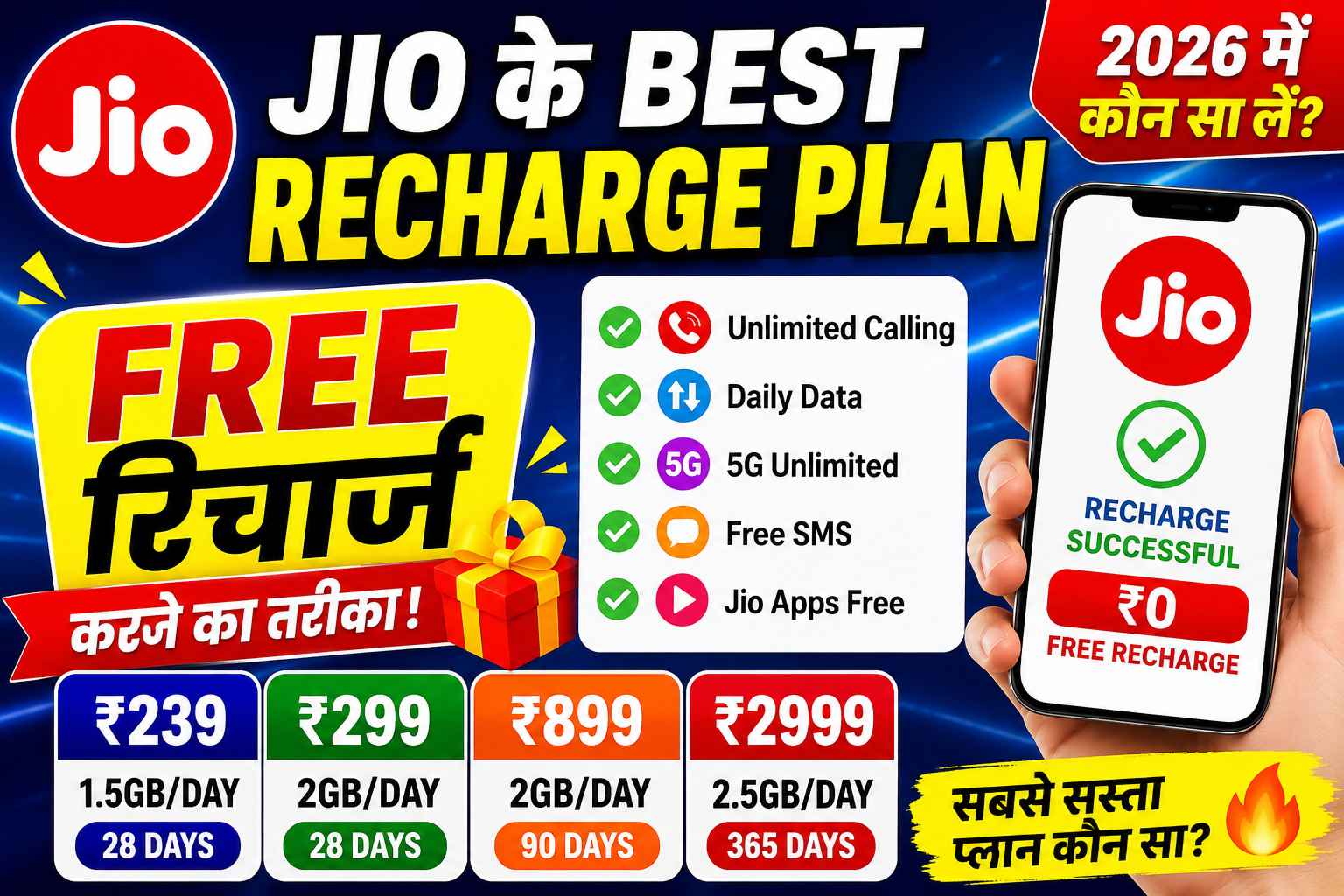 2026 में सबसे बेस्ट Jio Recharge Plan कौन सा है? पूरी जानकारी हिंदी में